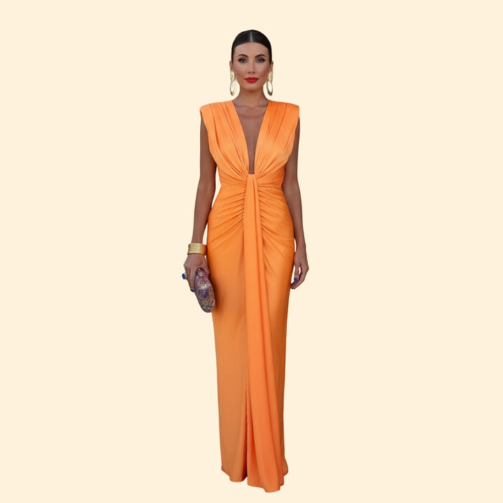 Women’s Elegant Pleated Dress with High Slit
