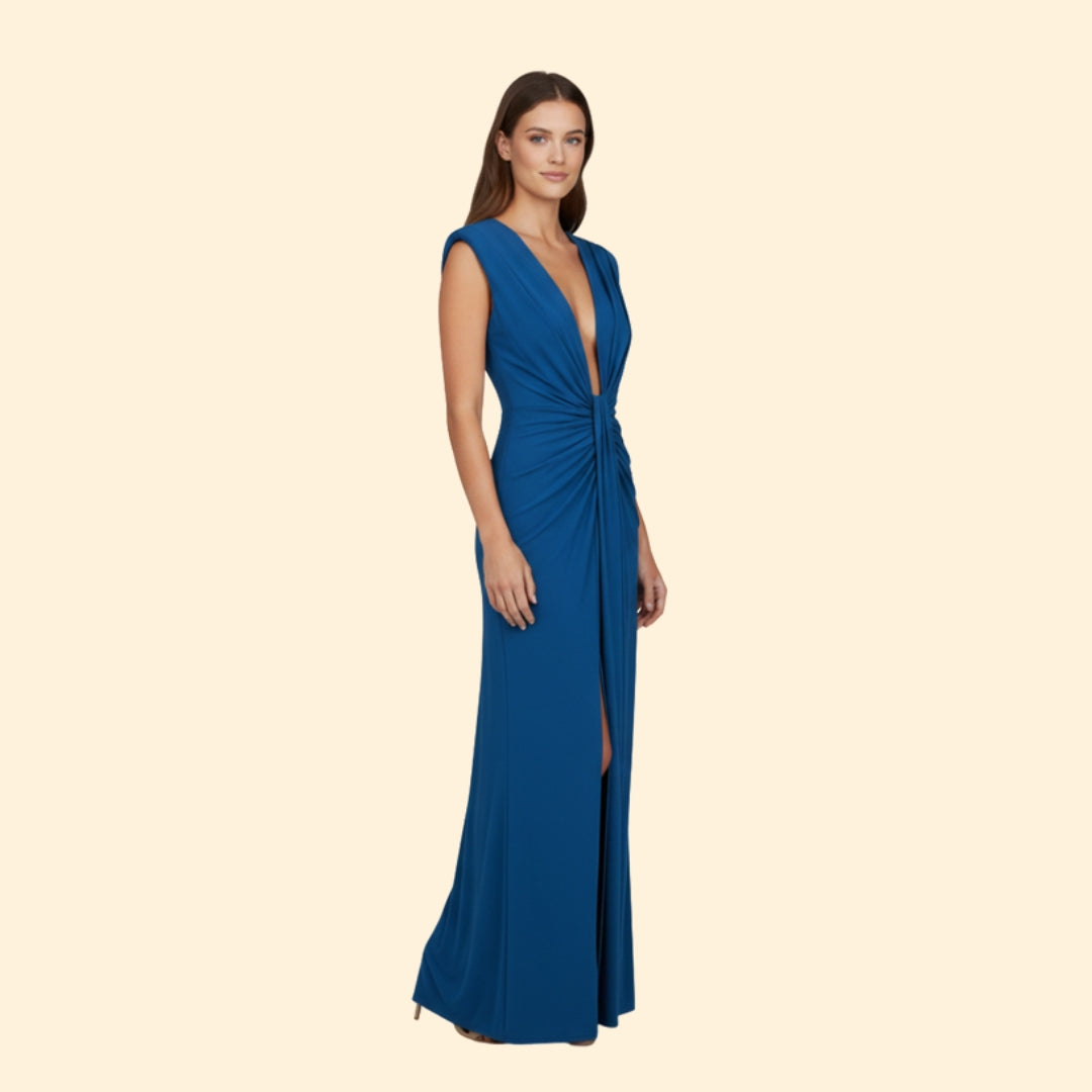 Women’s Elegant Pleated Dress with High Slit
