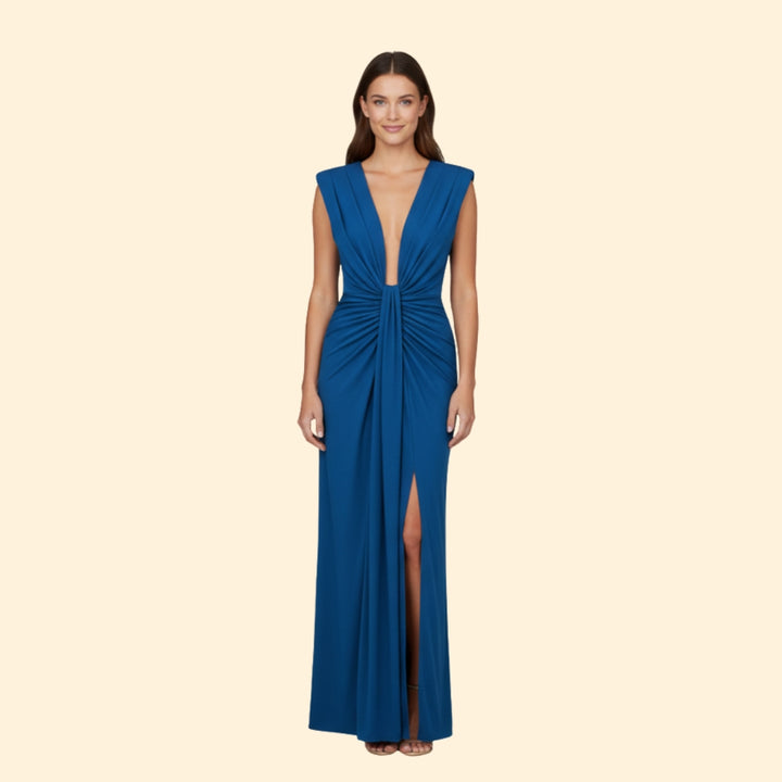 Women’s Elegant Pleated Dress with High Slit