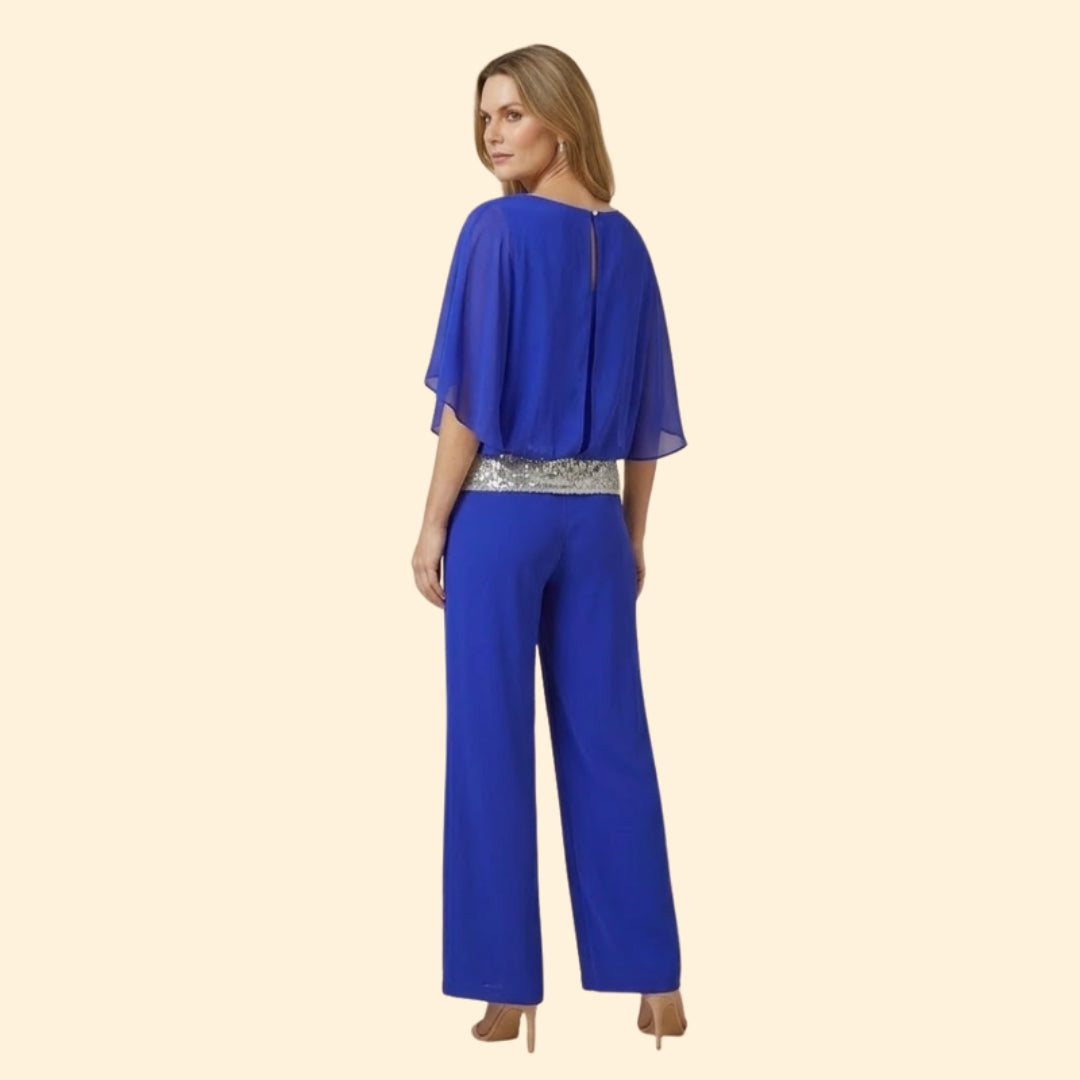 Women’s Elegant Sequin-Accented Top and Trousers Set