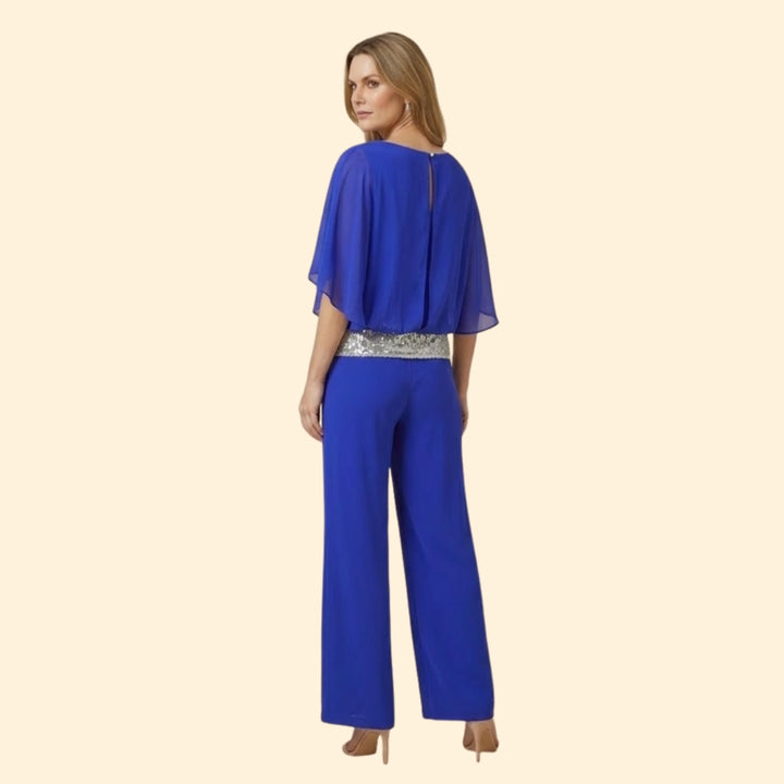 Women’s Elegant Sequin-Accented Top and Trousers Set
