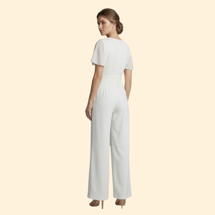 Women's Elegant V-Neck Jumpsuit with Wide Legs