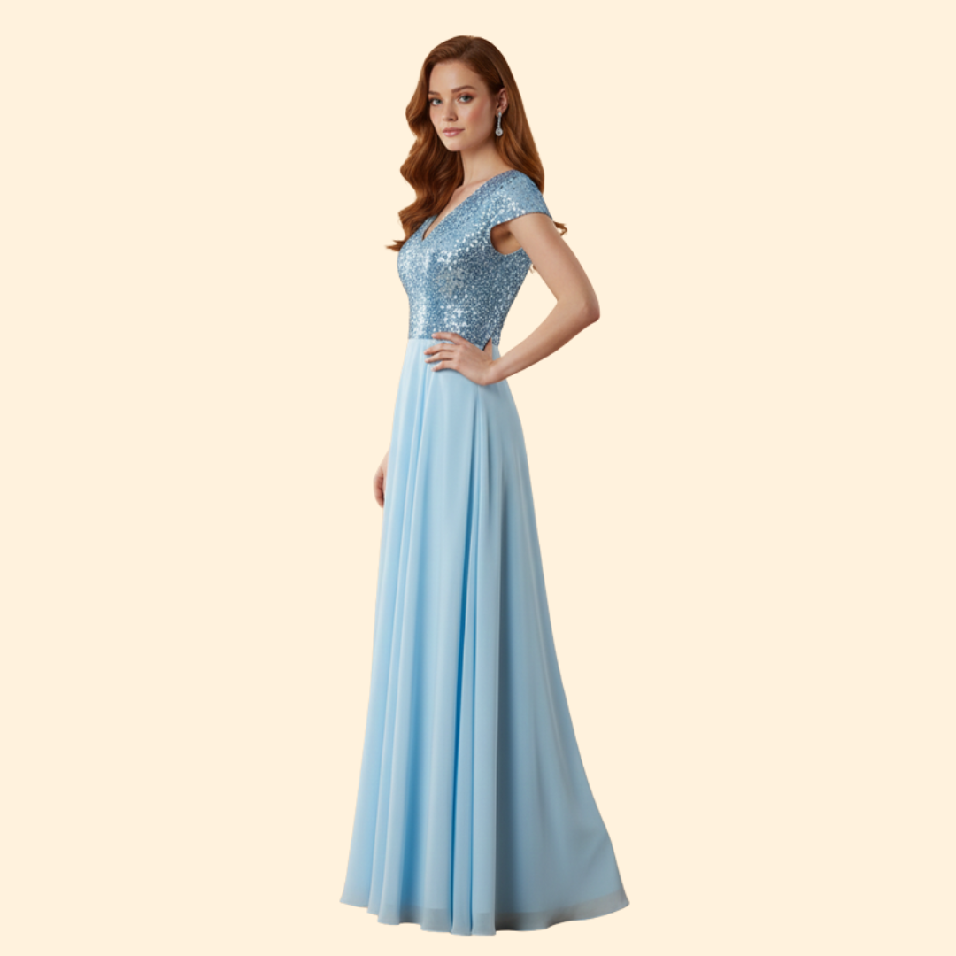 Women's Elegant V-Neck Sequin Dress
