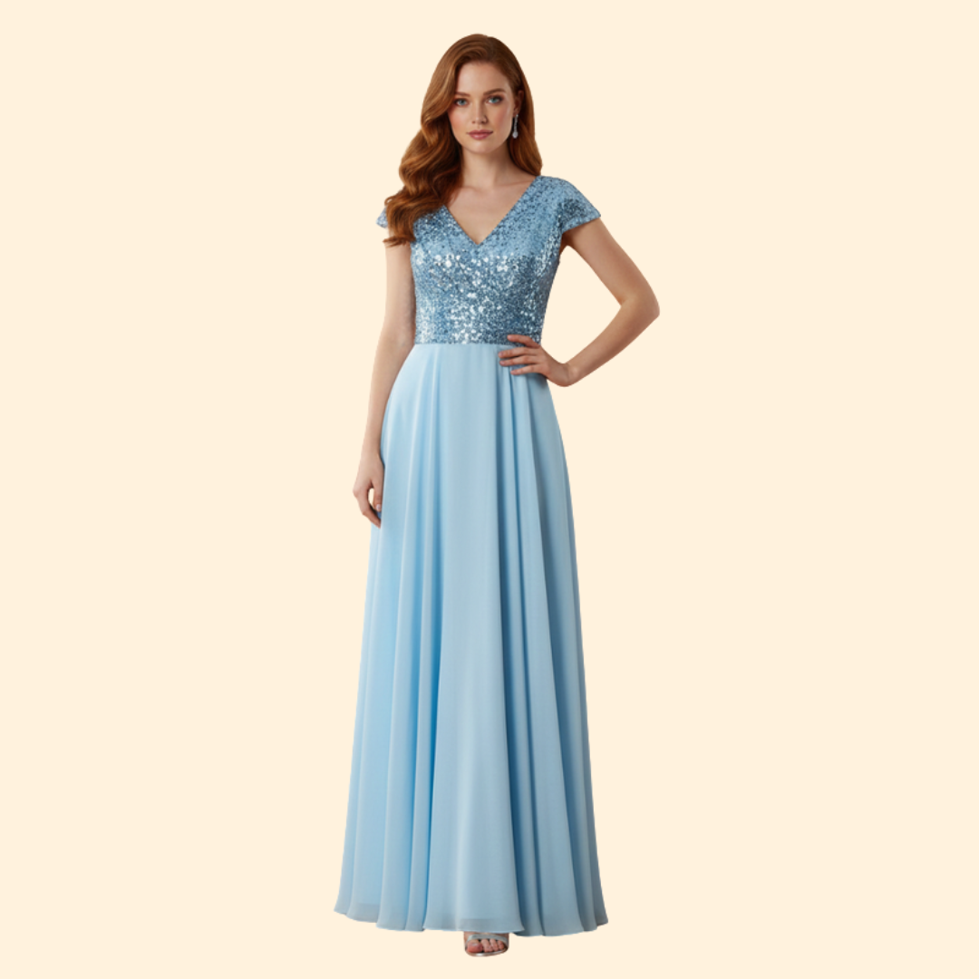 Women's Elegant V-Neck Sequin Dress