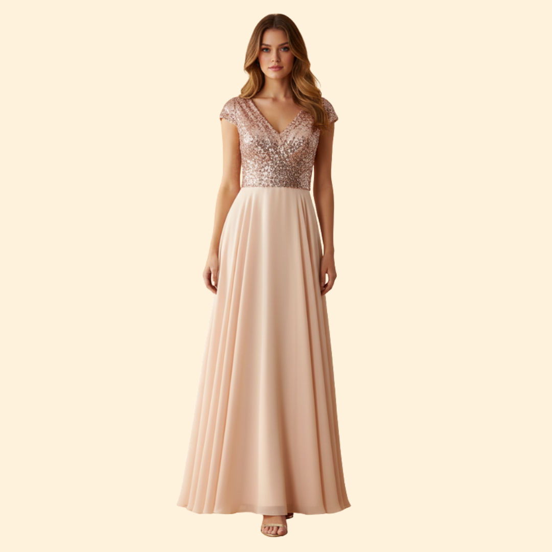 Women's Elegant V-Neck Sequin Dress