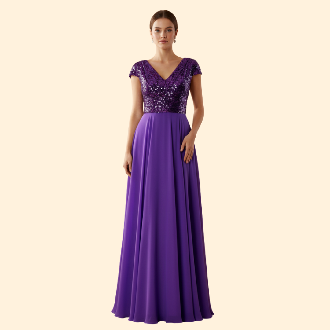 Women's Elegant V-Neck Sequin Dress