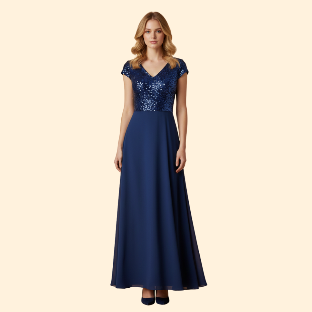 Women's Elegant V-Neck Sequin Dress