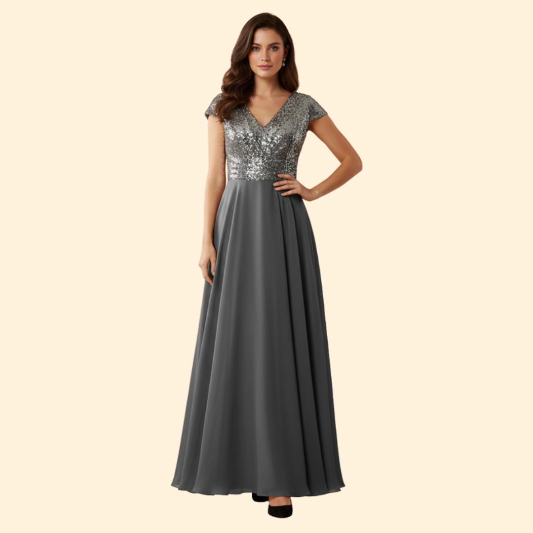 Women's Elegant V-Neck Sequin Dress