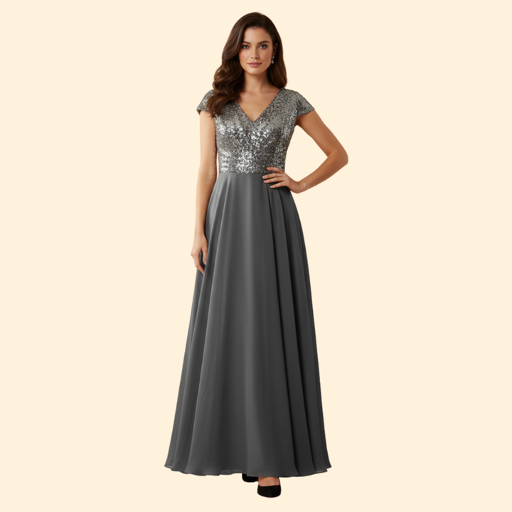 Women's Elegant V-Neck Sequin Dress