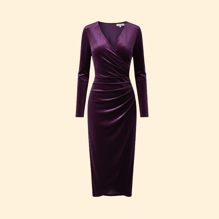 Women's Elegant Velvet Wrap Dress