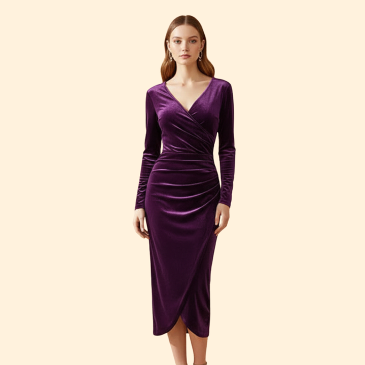 Women's Elegant Velvet Wrap Dress