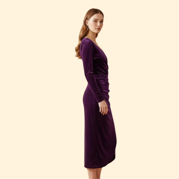 Women's Elegant Velvet Wrap Dress