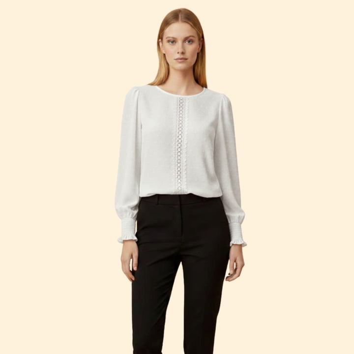 Women’s Embroidered Blouse with Smocked Cuffs