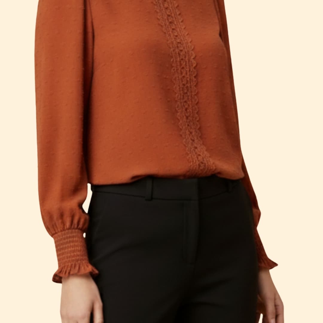 Women’s Embroidered Blouse with Smocked Cuffs