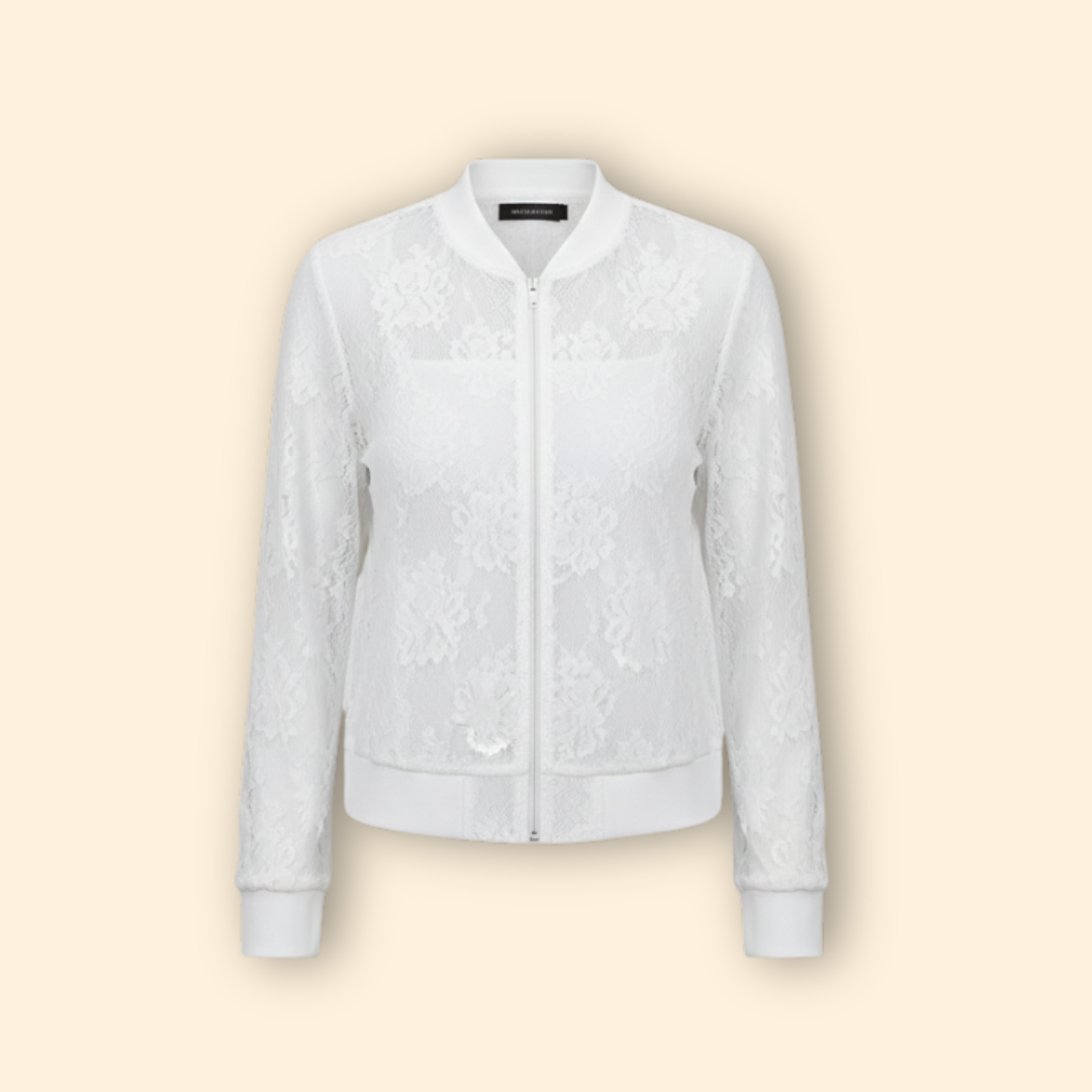 Women’s Transparent Bomber Jacket with Floral Detail
