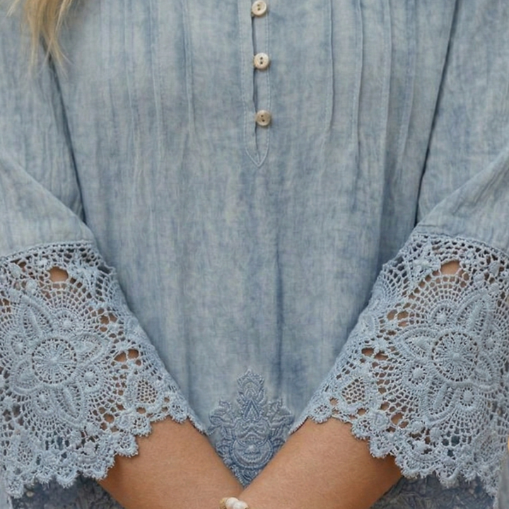 Women’s Embroidered Dress with Crochet Sleeves