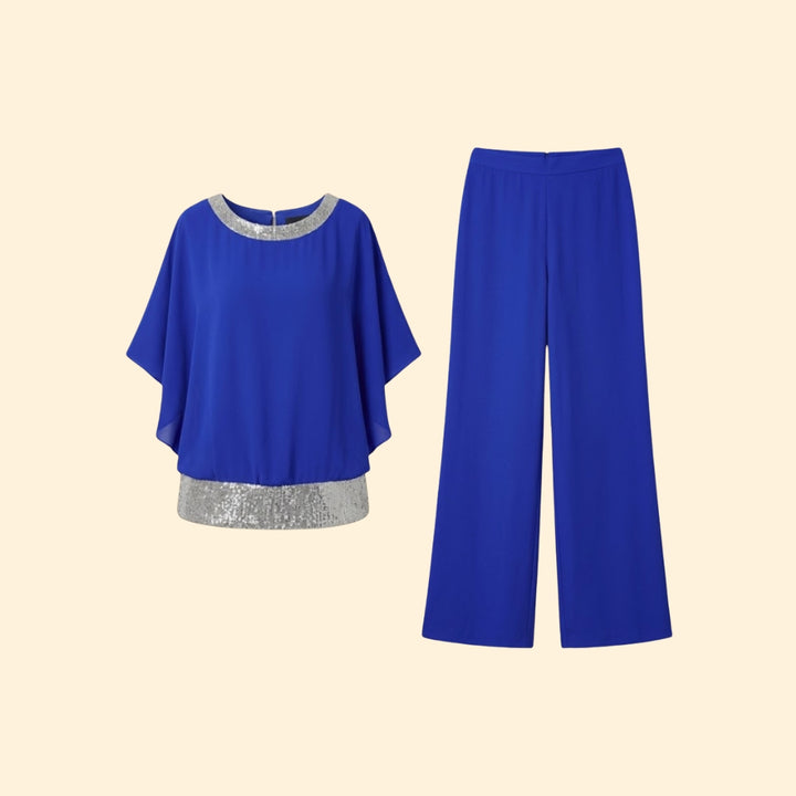 Women's Evening Set with Sequin Neckline