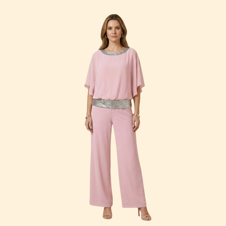 Women's Evening Set with Sequin Neckline