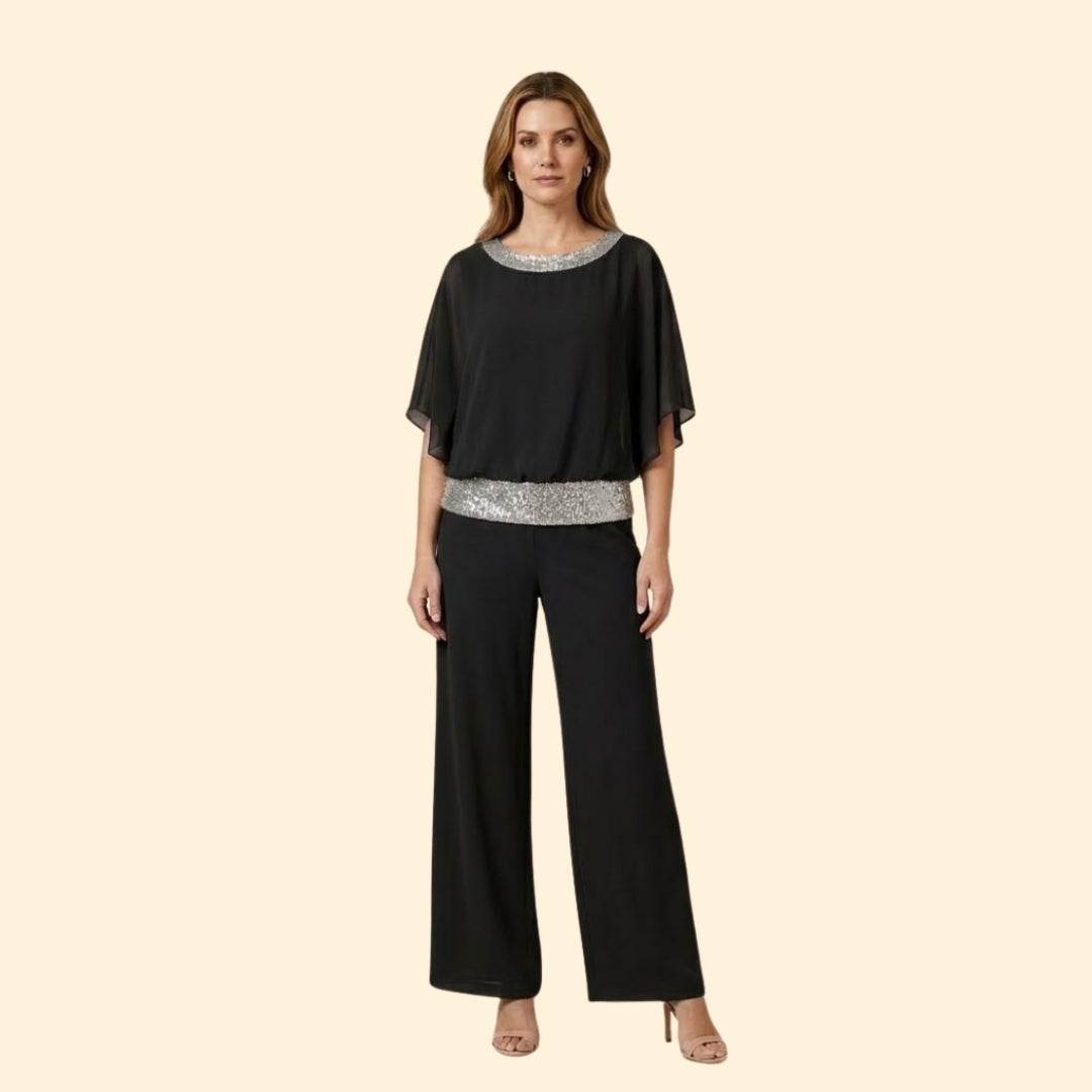 Women's Evening Set with Sequin Neckline