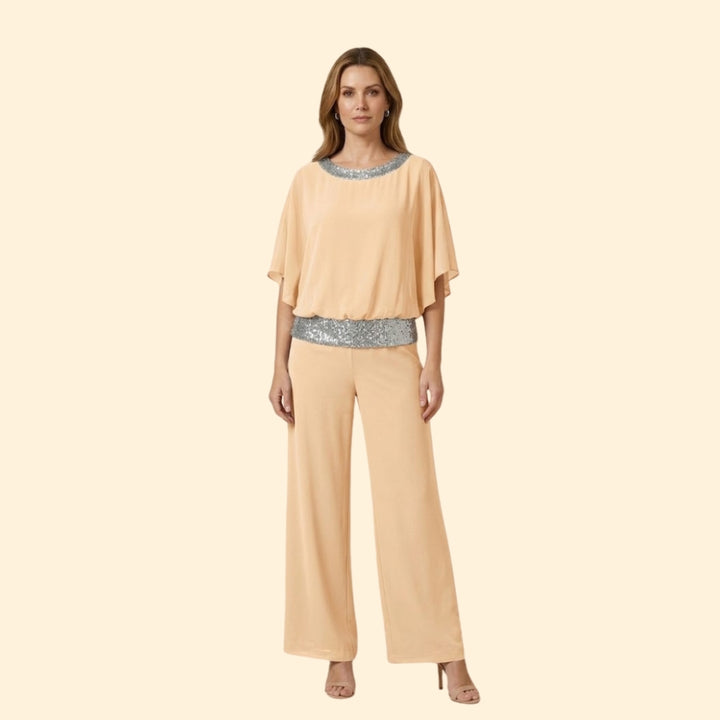Women's Evening Set with Sequin Neckline