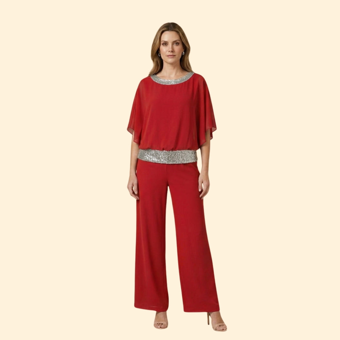 Women's Evening Set with Sequin Neckline
