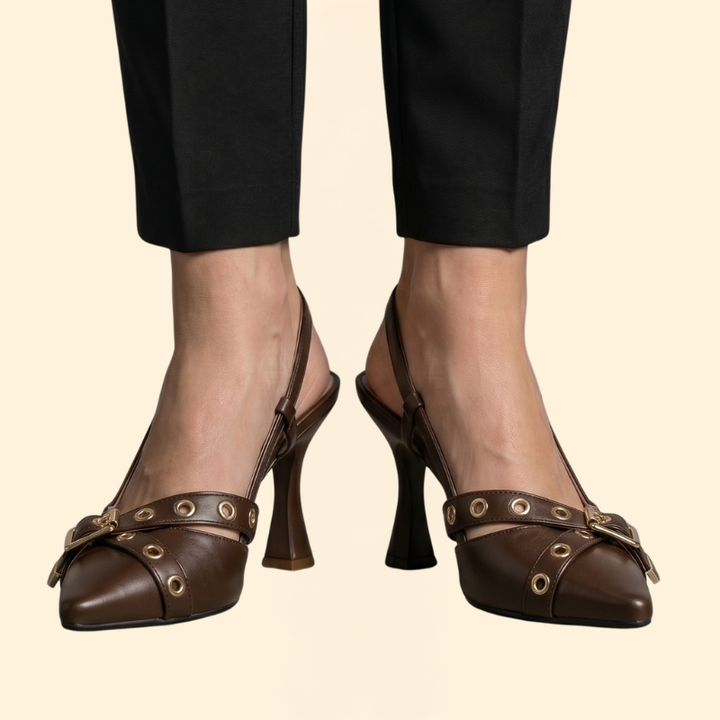 Women’s Flare Heel Sandals with Grommets