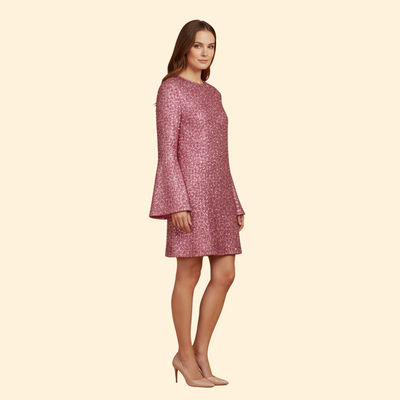 Women's Flared Dress with Round Neckline