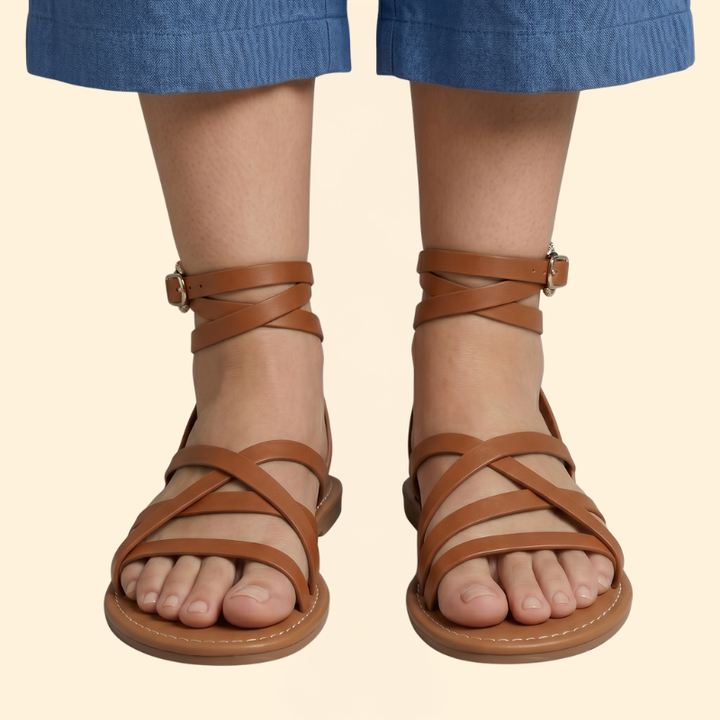 Women’s Flat Sandals with Ankle Buckle