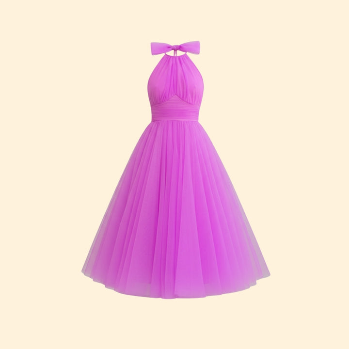 Women’s Floor-Length Tulle Dress with Halter Design