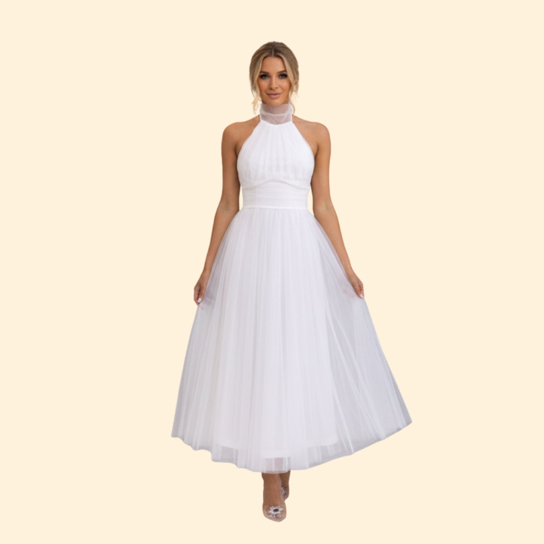 Women’s Floor-Length Tulle Dress with Halter Design