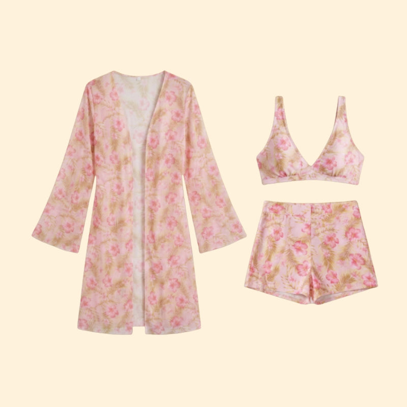 Women’s Floral Bikini Set with Cover-Up