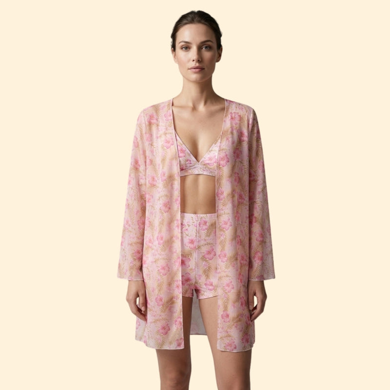Women’s Floral Bikini Set with Cover-Up