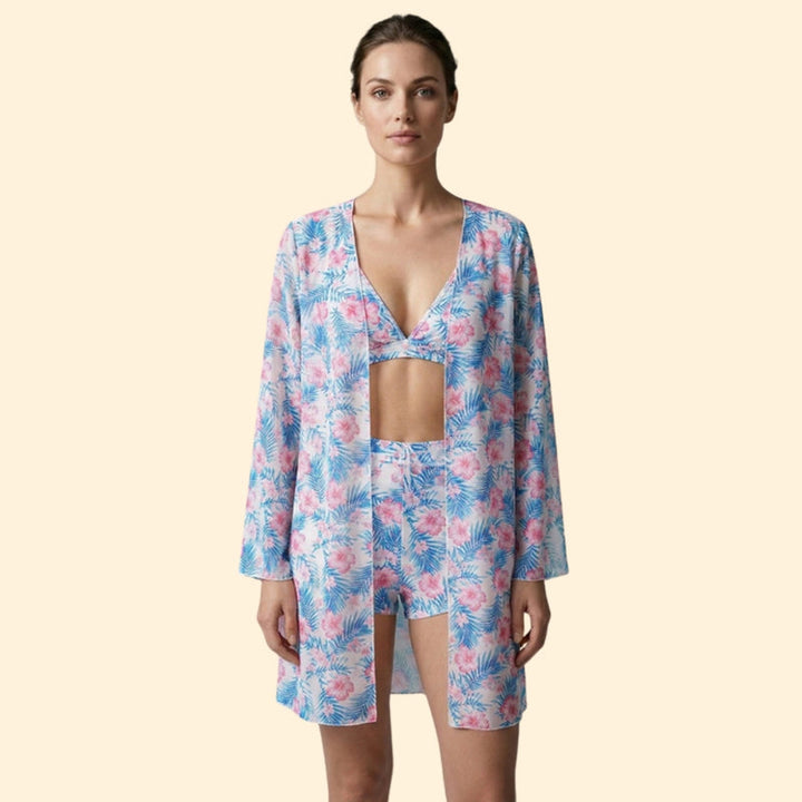 Women’s Floral Bikini Set with Cover-Up