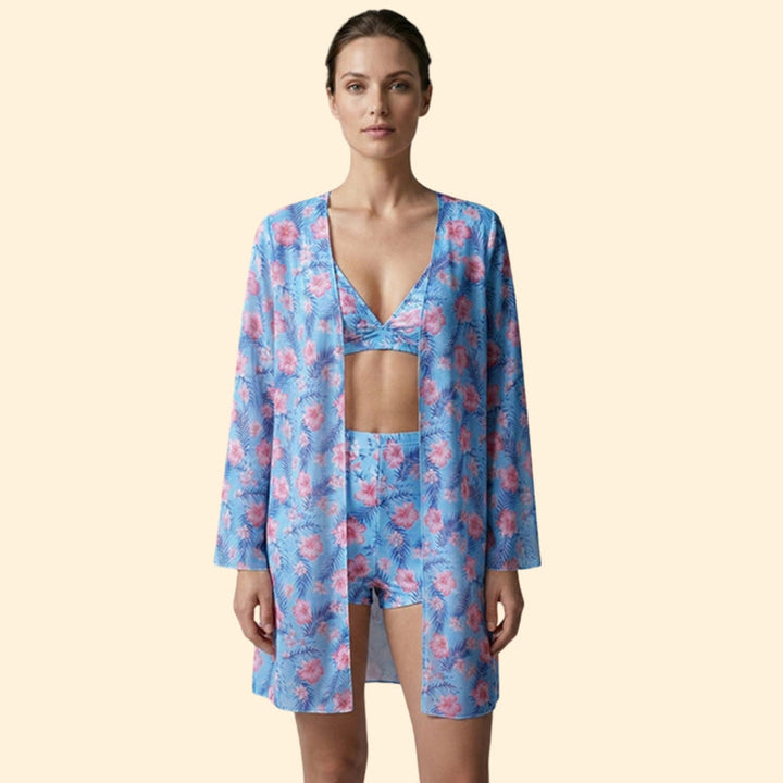 Women’s Floral Bikini Set with Cover-Up