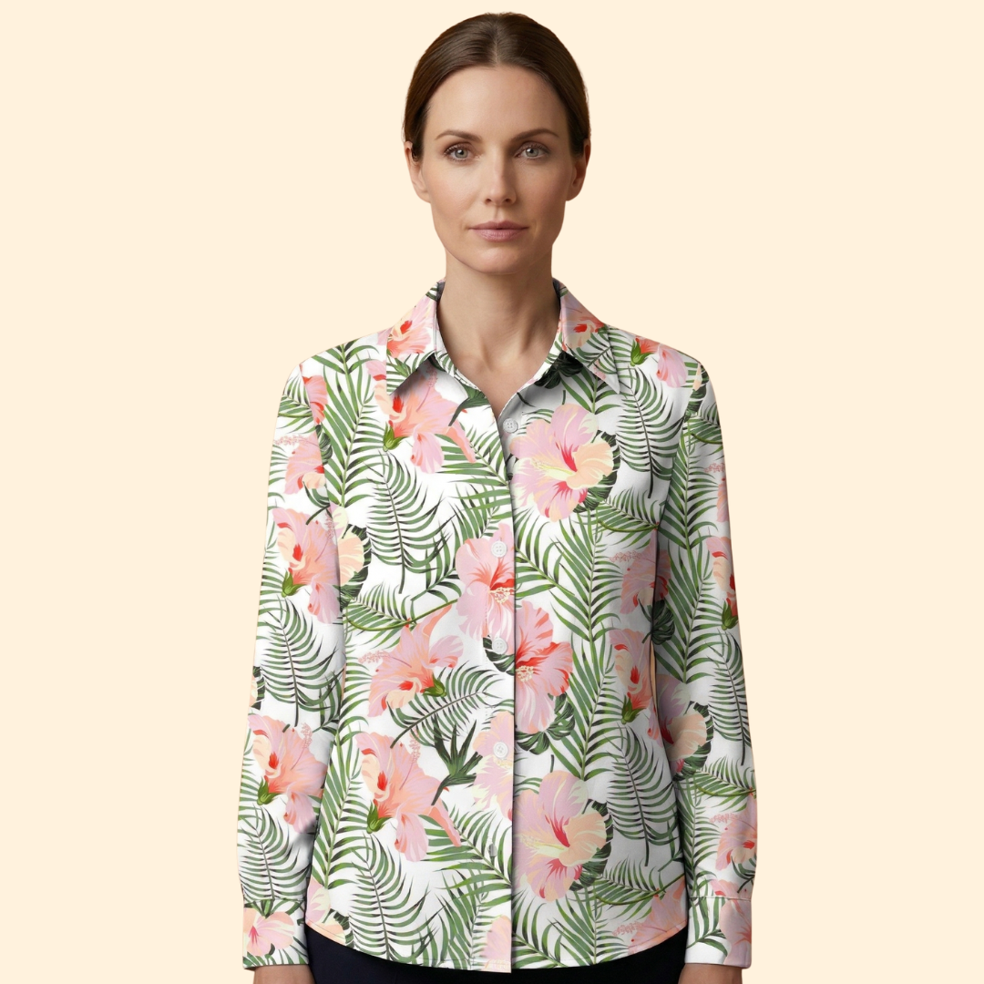 Women’s Floral Blouse with Button Front
