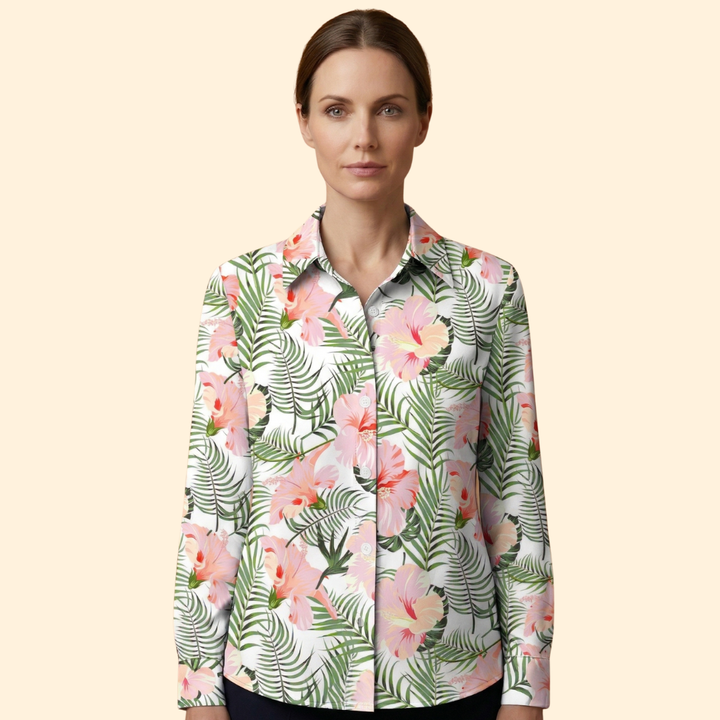 Women’s Floral Blouse with Button Front