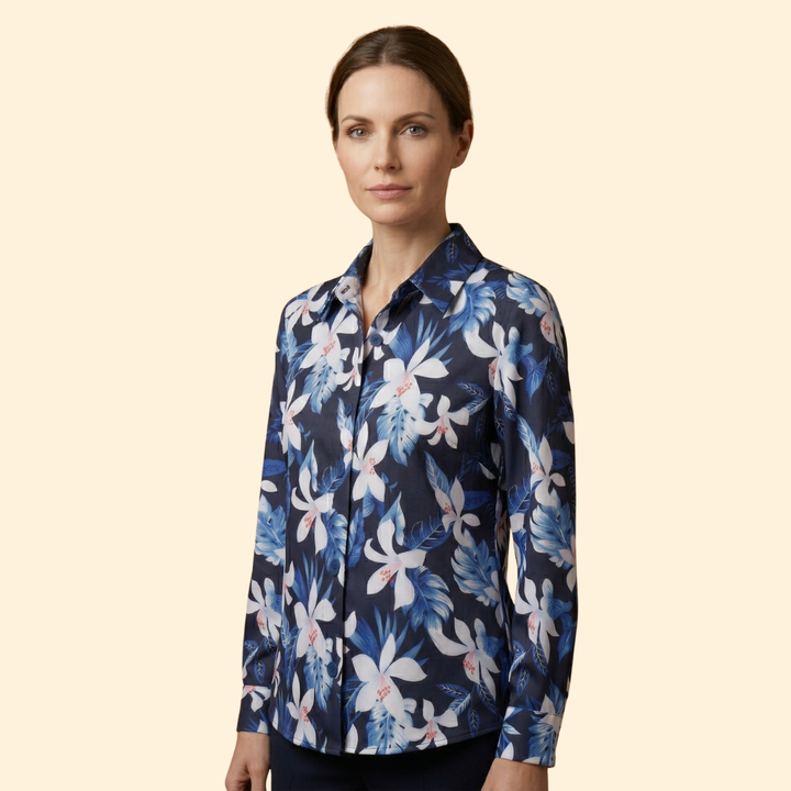 Women’s Floral Blouse with Button Front
