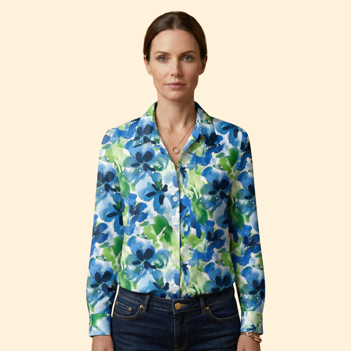 Women’s Floral Blouse with Button Front