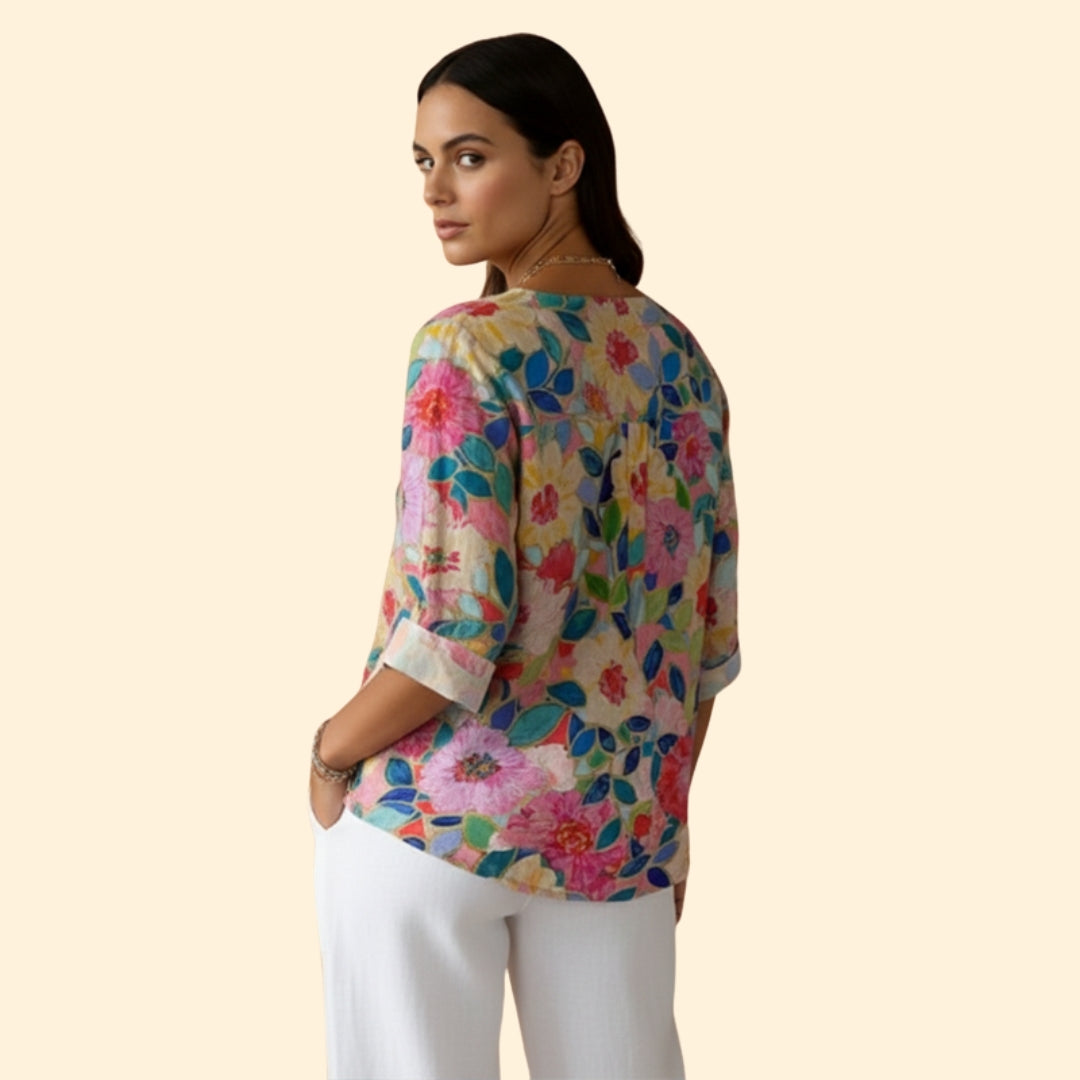 Women’s Floral Blouse with Button Front