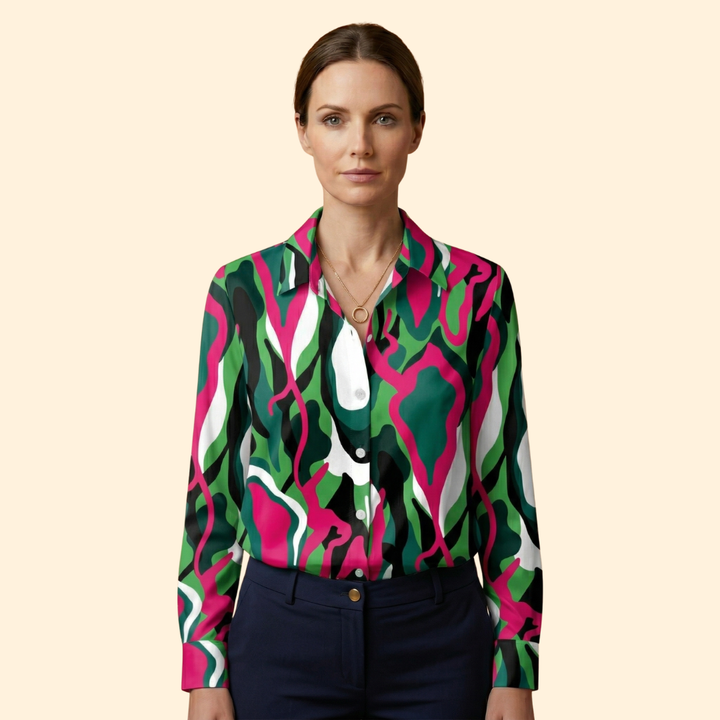 Women’s Floral Blouse with Button Front