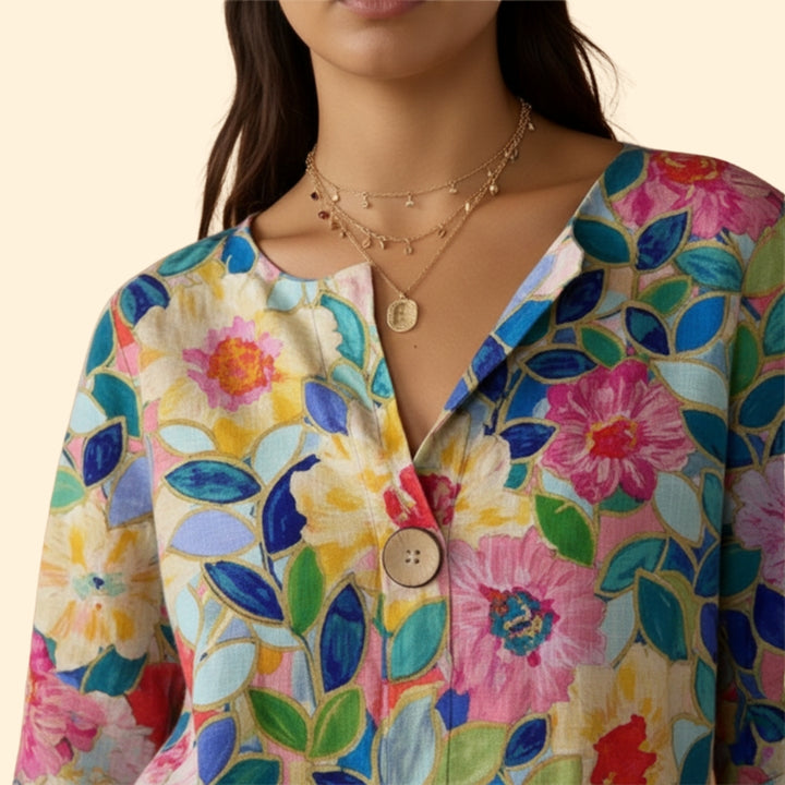 Women’s Floral Blouse with Button Front