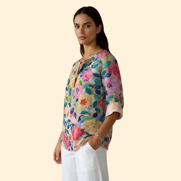 Women’s Floral Blouse with Button Front