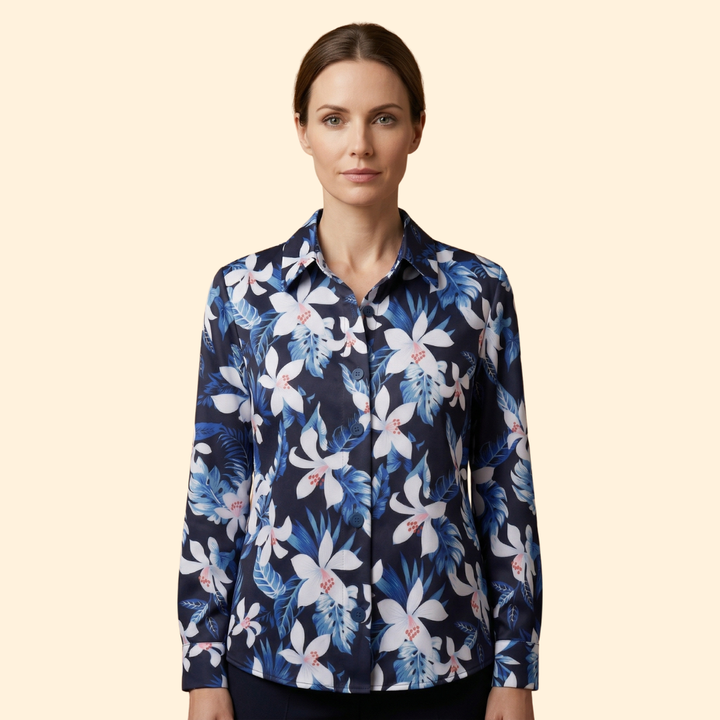 Women’s Floral Blouse with Button Front