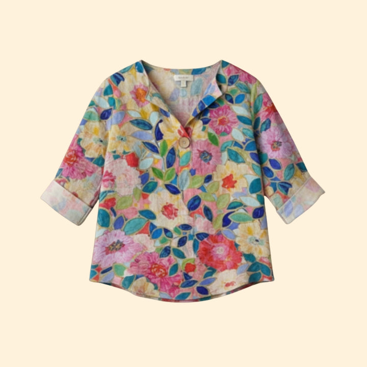 Women’s Floral Blouse with Button Front