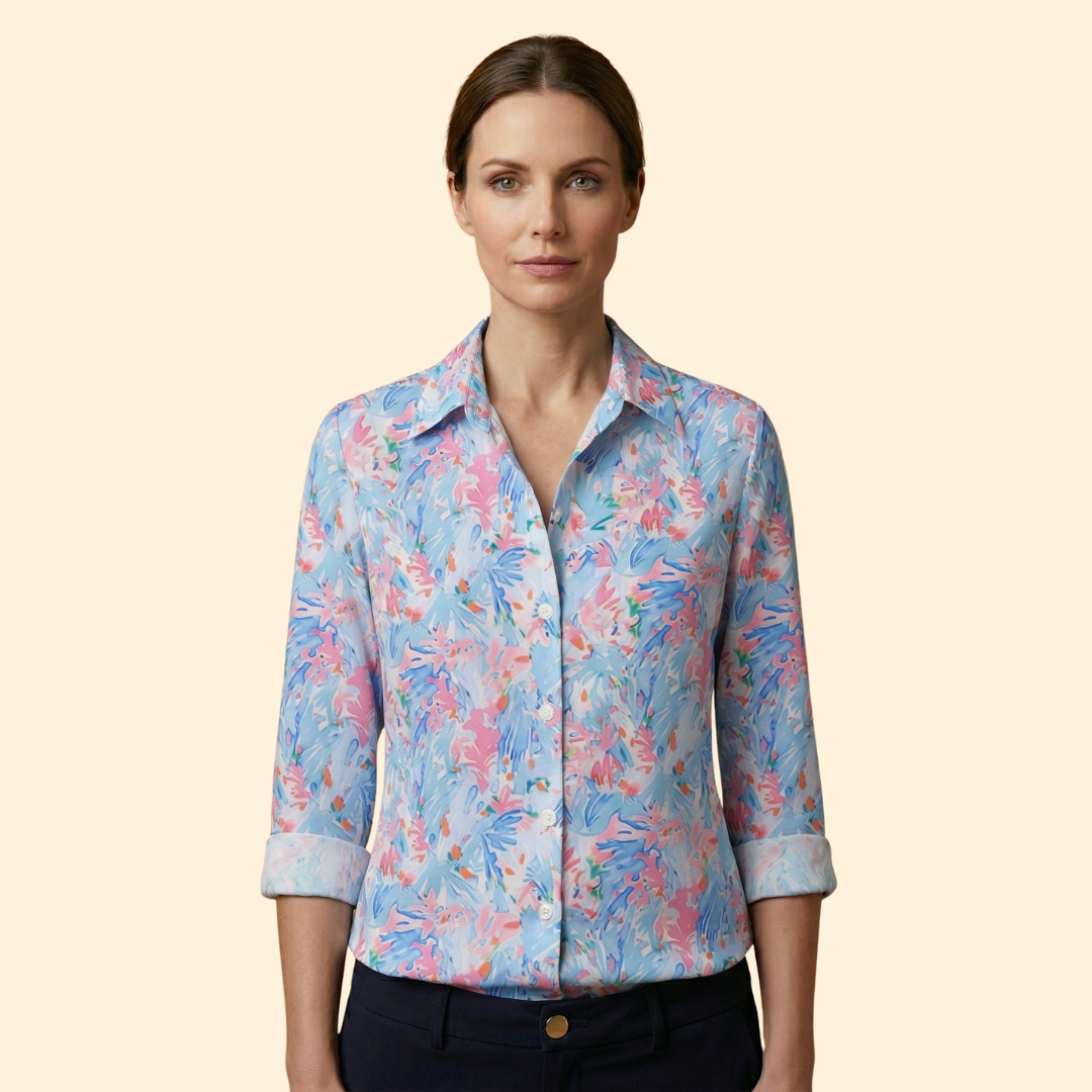 Women’s Floral Blouse with Button Front