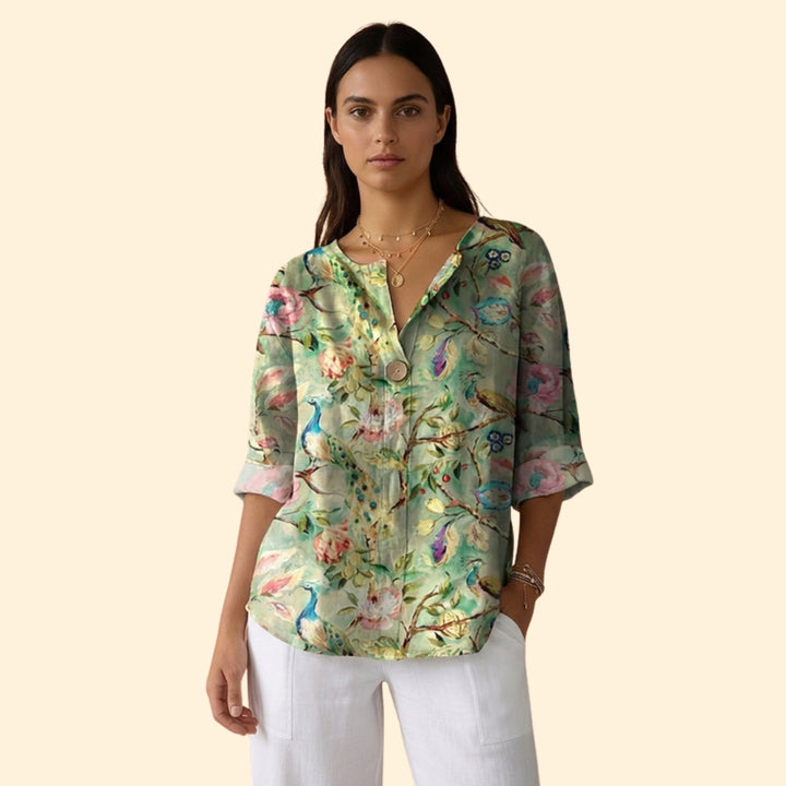 Women’s Floral Blouse with Button Front