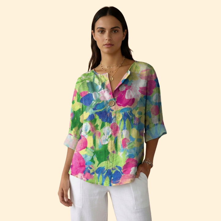 Women’s Floral Blouse with Button Front