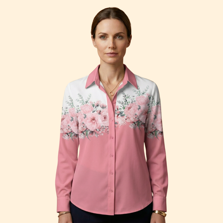 Women’s Floral Blouse with Button Front