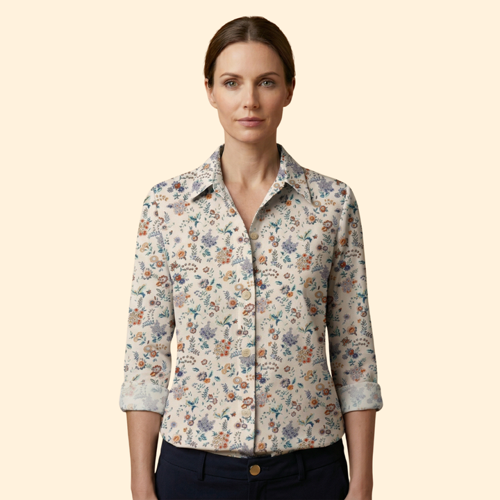 Women’s Floral Blouse with Button Front