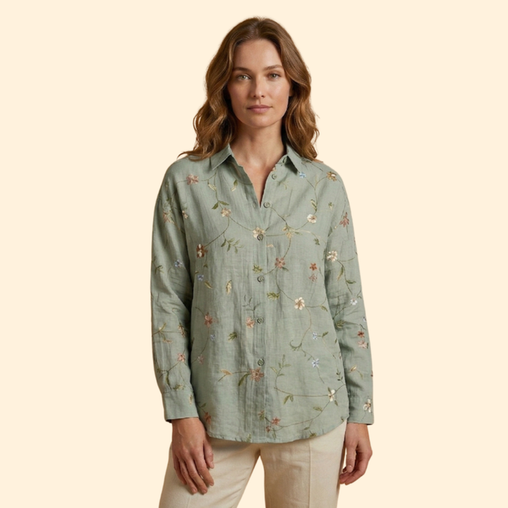 Women’s Floral Blouse with Front Buttons